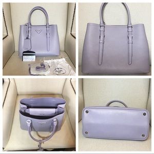 Prada Saffiano Cuir Leather Tote in Wisteria